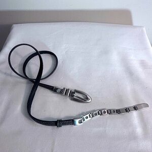 Belt Leather and Metal Clasp Combination Slim Lines Contemporary Trendy